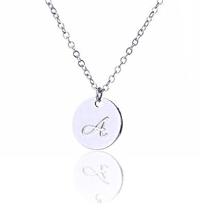 AOLO Collier en argent avec disque initial