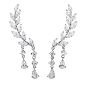 CZ Crystal Leaves Ear Cuffs Earrings
