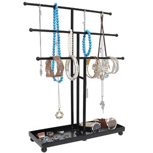  MyGift Vintage Style Gray Wood Necklace Jewelry Display with  Black Padded Mat on Removable Board - Free Standing Tabletop Bracelet Easel  Rack, Set of 2 : Clothing, Shoes & Jewelry