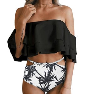 Tempt Me Off Shoulder Ruffled Flounce Bikini