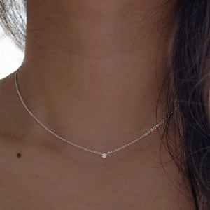 Silver Dainty Diamond Choker Necklace